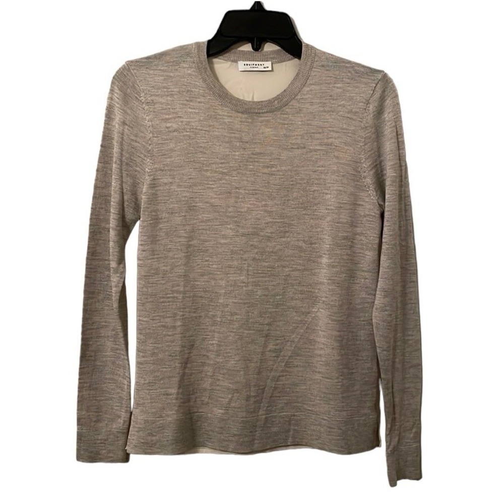 Equipment Femme Women's Gray Off‎ White Back Silk Cashmere Mix Top Size XS